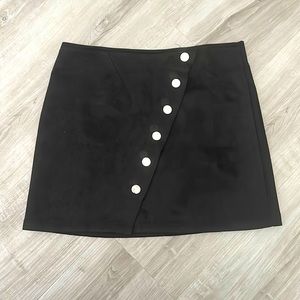 Black Diagonal Button Skirt